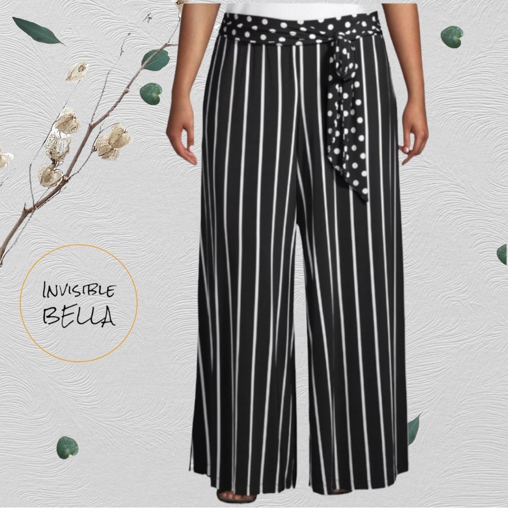 Lane Bryant Tie Waist Wide Leg Striped Pants Size 22/24